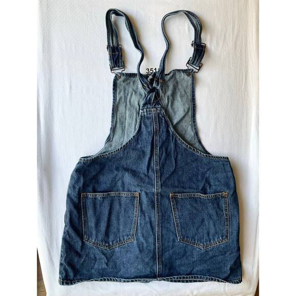 FOREVER 21 Women Denim Overall Front Buttons Bib Above Knee Skirt size M, Blue - Picture 11 of 11